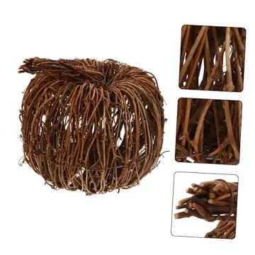 Wicker Rattan Pumpkin Ornaments Halloween Fall Thanksgiving Decor