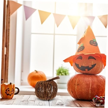 Wicker Rattan Pumpkin Ornaments Halloween Fall Thanksgiving Decor