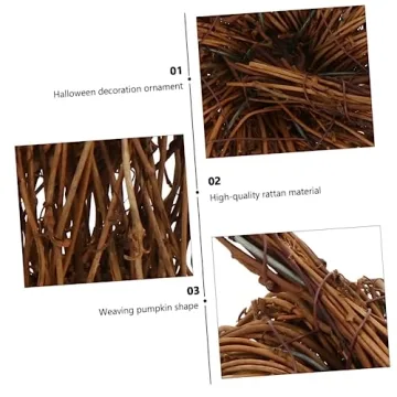 Wicker Rattan Pumpkin Ornaments Halloween Fall Thanksgiving Decor