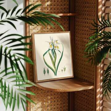 crmotu Botanical Framed Wall Art, Iris Floral Canvas Art Wall Decor, Nature Plant Aesthetic Vintage ...