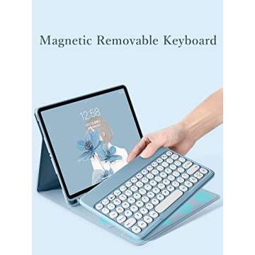 Keyboard Case Mouse for iPad Pro 11 inch 4th Generation 2022 Color Keyboard Circular Key Caps Cute C...