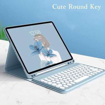 Keyboard Case Mouse for iPad Pro 11 inch 4th Generation 2022 Color Keyboard Circular Key Caps Cute Candy Colors Bluetooth Detachable Keyboard Pro 11 3rd 2nd Generation Cover (iPadPro11, MintGreen)