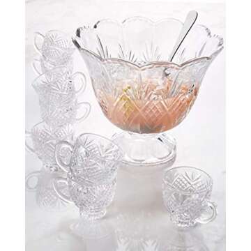 Elegant Large Crystal Punch Bowl, Premium Quality Serving Bowl, Centerpiece For Home, Office, Wedding Decor, Fruit, Snack, Dessert, Server