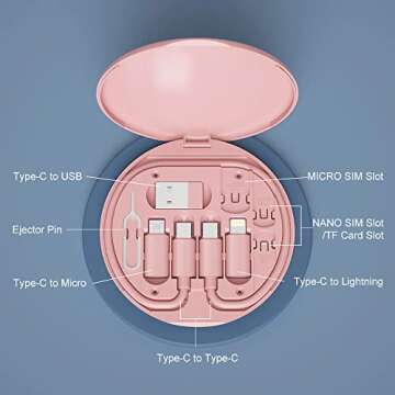 YANZIE USB C Adapter Kit with Micro USB to USB C Female, Short USB C Cable, Lightning to USB C Adapter, Fast Charging Cord Storage Box Contains SIM Card Holder