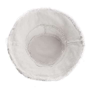 Womens Bucket-Hat Distressed Sun-Protection Washed-Cotton - Summer Wide Brim Beach Cap(7 1/8 Size) (White 01)