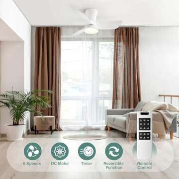 SUNMORY Ceiling Fans with Lights and Remote, 30 inch Low Profile Ceiling Fan with Light, Modern Flus...