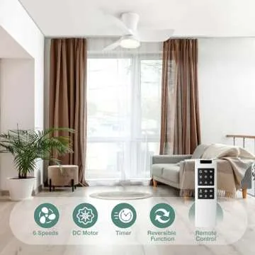 SUNMORY Modern Ceiling Fan with Remote and LED Lights - Stylish 30-Inch Low-Profile Ceiling Fan for ...