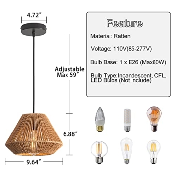 Gudicati Hand Woven Bamboo Pendant Light for Chic Homes