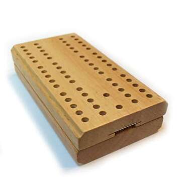 Travel-Friendly Wooden Cribbage Board with Metal Pegs