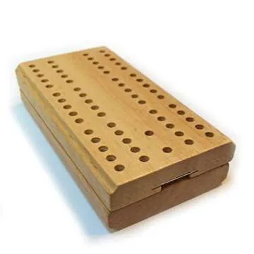 Travel-Friendly Wooden Cribbage Board with Metal Pegs