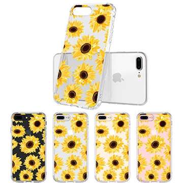 MOSNOVO Designed for iPhone 7 Plus Case/iPhone 8 Plus Case, [6.6 FT Military Grade Drop Protection] Clear Cover for iPhone 7 Plus/iPhone 8 Plus 6.5" - Sunflower