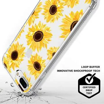 MOSNOVO Designed for iPhone 7 Plus Case/iPhone 8 Plus Case, [6.6 FT Military Grade Drop Protection] Clear Cover for iPhone 7 Plus/iPhone 8 Plus 6.5" - Sunflower