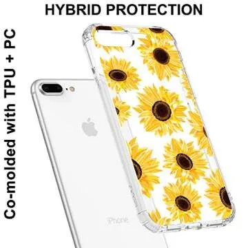 MOSNOVO Designed for iPhone 7 Plus Case/iPhone 8 Plus Case, [6.6 FT Military Grade Drop Protection] Clear Cover for iPhone 7 Plus/iPhone 8 Plus 6.5" - Sunflower