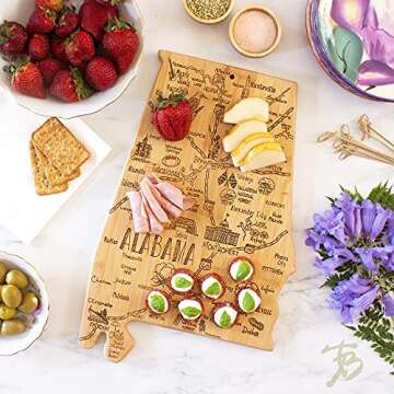 Totally Bamboo Destination Alabama State Shaped Bamboo Serving and Cutting Board, Includes Hang Tie ...