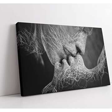 YOUHONG Modern Abstract Black and White Wall Decor Adam and Eve Wall Art Kiss Home Decor Sexy Wall A...