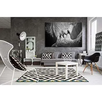 YOUHONG Modern Abstract Black and White Wall Decor Adam and Eve Wall Art Kiss Home Decor Sexy Wall Art Black and White Canvas Art Couples Bedroom Decor for Home Decor (24''H x 36''W)