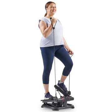 Sunny Health & Fitness 2-in-1 Premium Power Stepper with Resistance Bands, Low-Impact Cardio, Space-...