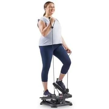 Sunny Health & Fitness 2-in-1 Premium Power Stepper with Resistance Bands, Low-Impact Cardio, Space-...