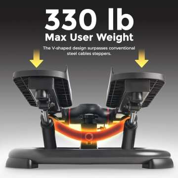 Sunny Health & Fitness 2-in-1 Premium Power Stepper with Resistance Bands, Low-Impact Cardio, Space-Saving, Height-Adjustable, 330 LB Max and SunnyFit® App Enhanced Bluetooth Connectivity SF-S021054