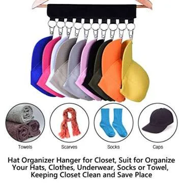 shanqian 4 Pack Hat Organizer for Baseball Caps, Cap Holders for Closet, Cap Organizer Hanger Wall, 10 Stainless Steel Clips for Hat Organize and Storage,Men’s Women’s Hat Organizer Hanger for Door