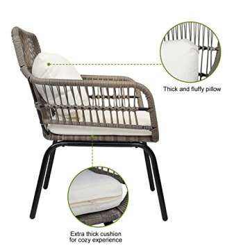 VINGLI Boho 3-Piece Patio Furniture Set for Small Spaces