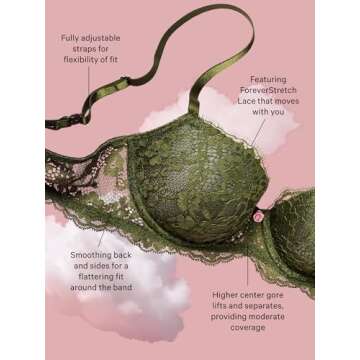 Victoria's Secret Fashion Show '24 Women's Twinkle Strap Lace Classic-Coverage Demi Bra, Chalk Rose, 32D