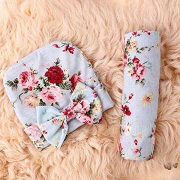 DRESHOW Floral Newborn Sleepsack with Hat for Babies