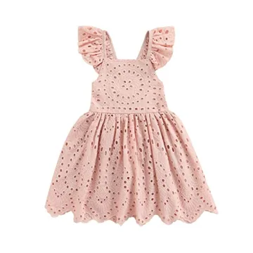 Toddler Baby Girl Dress Boho Linen Lace Baby Dress Sundress Girls Summer Clothes Outfits (Pink, 2-3 ...