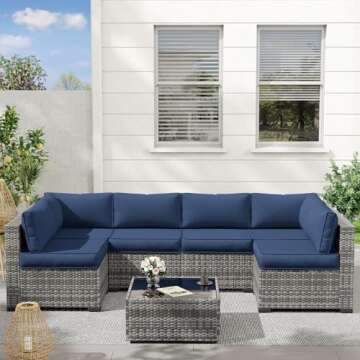 UDPATIO 14-Piece Outdoor Replacement Cushions for 6-Seat Furniture, Navy Blue