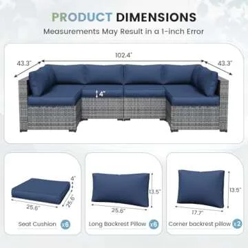 UDPATIO Outdoor Replacement Cushions for 6-Seat Patio Set
