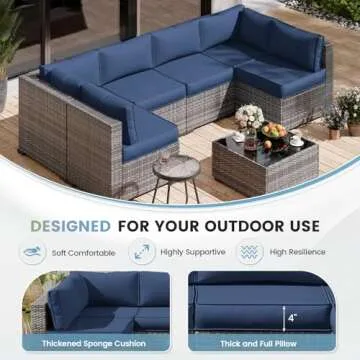 UDPATIO Outdoor Replacement Cushions for 6-Seat Patio Set