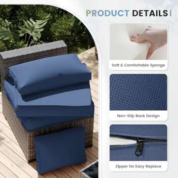 UDPATIO Outdoor Replacement Cushions for 6-Seat Patio Set