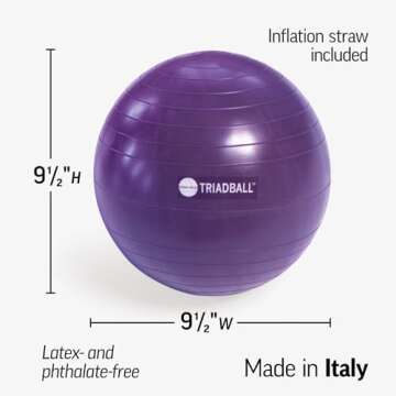 OPTP Triadball – 9½” Diameter Pilates Ball, Adjustable Firmness Workout Ball, Yoga Ball, Stability Ball, and Core Strength Exercise Ball