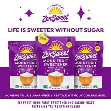 ZenSweet Monk Fruit Sweetener - 1:1 Sugar Substitute - 1lb - Zero Calorie, Zero Glycemic Index - Gluten-Free, Grain-Free, Non-GMO, Vegan, and Keto Sweetener - For Cooking and Baking