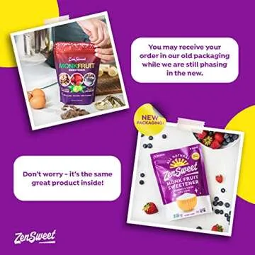ZenSweet Monk Fruit Sweetener - 1:1 Sugar Substitute - 1lb - Zero Calorie, Zero Glycemic Index - Gluten-Free, Grain-Free, Non-GMO, Vegan, and Keto Sweetener - For Cooking and Baking