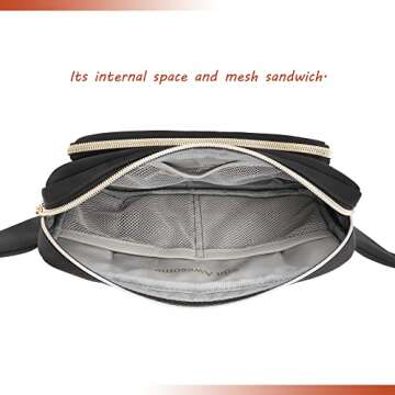 Fanny Packs for Women Fashionable Cute Black Womens Bum Hip Belt Waist Bag Fanny Pack for Women Stylish Crossbody with Adjustable Belts for Disney Hiking Walking Shoping