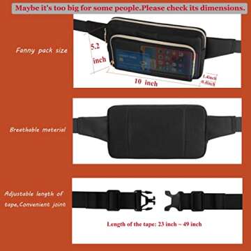Fanny Packs for Women Fashionable Cute Black Womens Bum Hip Belt Waist Bag Fanny Pack for Women Stylish Crossbody with Adjustable Belts for Disney Hiking Walking Shoping