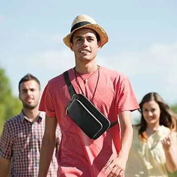 Fanny Packs for Women Fashionable Cute Black Womens Bum Hip Belt Waist Bag Fanny Pack for Women Stylish Crossbody with Adjustable Belts for Disney Hiking Walking Shoping