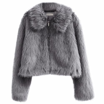 Amazhiyu Women’s Stylish Faux Fur Zip-Up Jacket