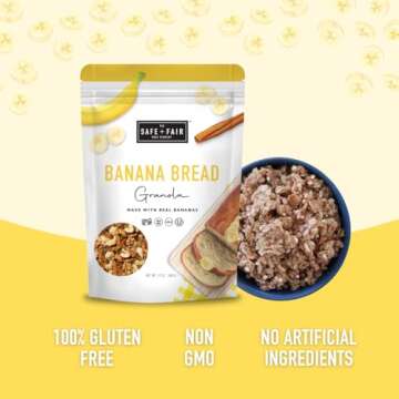 Safe + Fair Banana Bread Granola – Allergen-Free with Whole & Ancient Grains – Gluten-Free, Plan...