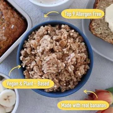 Safe + Fair Banana Bread Granola – Allergen-Free with Whole & Ancient Grains – Gluten-Free, Plant-Based, Non-GMO, No Artificial Ingredients – Perfect for Breakfast or Dessert – 12oz