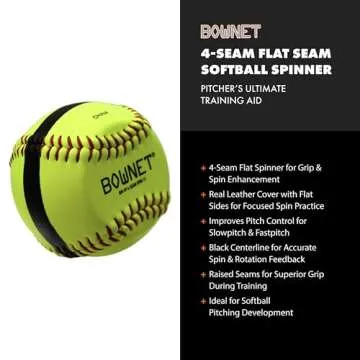 Bownet 4-Seam Flat Softballs Spinner Trainers, Genuine Leather - Pitcher Training and Practice Softb...