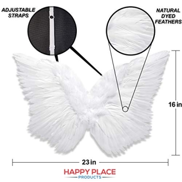 Adjustable White Feather Angel Wings for Women - Happy Place Products