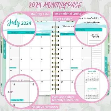 2024 Planner – Planner 2024 from January 2024 to December 2024, 8.5" x 6.4", 2024 Planner Weekly and Monthly with Tabs, Flexible Hardcover, Strong Twin - Wire Binding, Inner Pocket, Elastic Closure