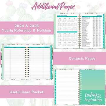 2024 Planner – Planner 2024 from January 2024 to December 2024, 8.5" x 6.4", 2024 Planner Weekly and Monthly with Tabs, Flexible Hardcover, Strong Twin - Wire Binding, Inner Pocket, Elastic Closure
