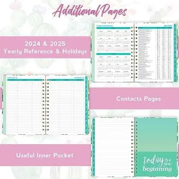 2024 Planner – Planner 2024 from January 2024 to December 2024, 8.5" x 6.4", 2024 Planner Weekly and Monthly with Tabs, Flexible Hardcover, Strong Twin - Wire Binding, Inner Pocket, Elastic Closure