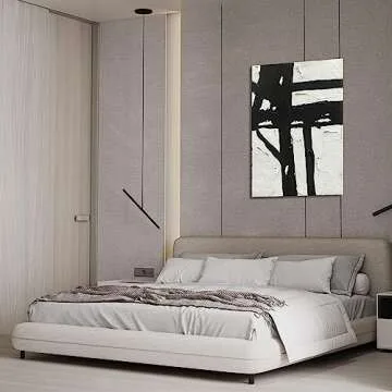 NANKAI Hand-Painted Black & White Abstract Wall Art - 45x30 in