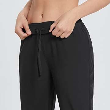 BALEAF Women's Quick Dry Hiking Joggers Pants Lightweight Athletic Running Pants Lounge Casual Outdoor with Pockets Black S