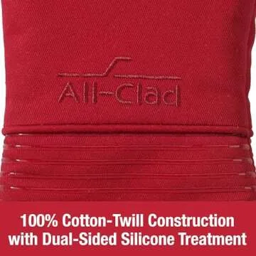 All-Clad Silicone Oven Mitts: Heat Resistant up to 500 Degrees - 100% Cotton & Silicone, 14"x7" Oven...