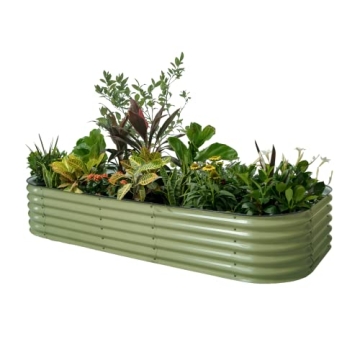 Vego garden Raised Garden Bed Kit, 17" Tall 10 in 1 Modular Metal Raised Garden Beds Kit, Metal Plan...